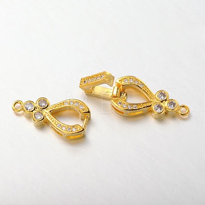 Brass Micro Pave Cubic Zirconia Fold Over Clasps ZIRC-F013-01G-FF-1