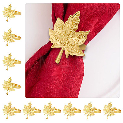 Maple Leaf Alloy Napkin Rings AJEW-WH0314-77G-1