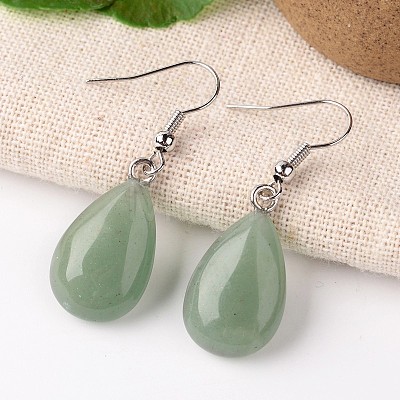 Natural & Synthetic Mixed Stone Teardrop Dangle Earrings EJEW-J089-M-1