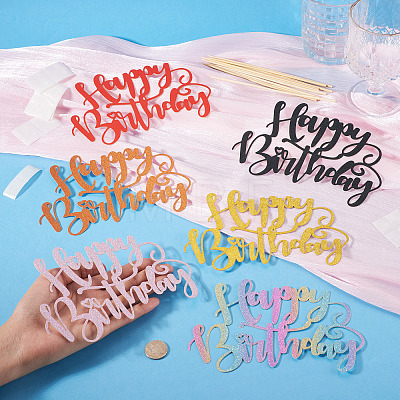 6Pcs 6 Colors Paper Cake Toppers FIND-TA0010-39-1