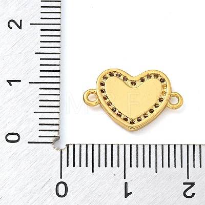 Rack Plating Brass Micro Pave Clear Cubic Zirconia Heart Links Connector Charms with Shell KK-Z063-26G-1