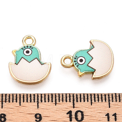 Printed Light Gold Tone Alloy Pendants ENAM-N056-204B-1