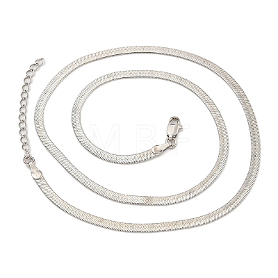 Brass Flat Snake Chain Necklaces for Women NJEW-U011-14P-1