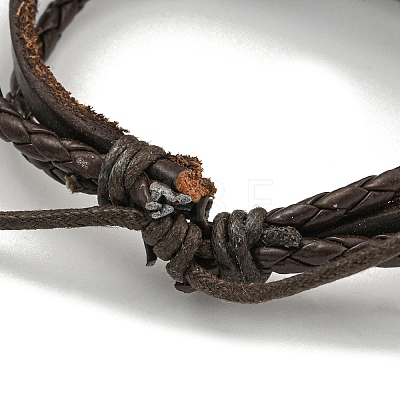 PU Imitation Leather Cord Triple Layer Multi-strand Bracelets BJEW-P329-03B-AS-1