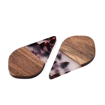 Transparent Resin and Walnut Wood Pendants RESI-T057-06B-1