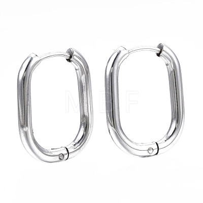 201 Stainless Steel Oval Hoop Earrings STAS-S103A-34P-1