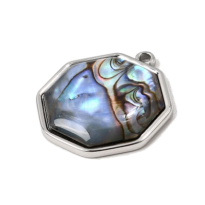 304 Stainless Steel & Natural Paua Shell Pendants SH-CBA7184-01D-P-1