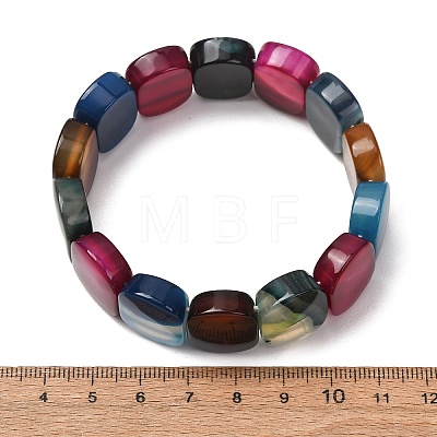 Oval Natural Banded Agate(Dyed & Heated) Beaded Stretch Bracelets for Women Men GG-CBA9ACE-A13-1