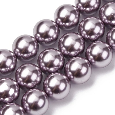 Electroplated Shell Pearl Beads Strands BSHE-G041-14mm-02-1