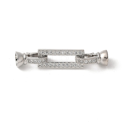 Brass Pave Clear Cubic Zirconia Fold Over Clasps KK-M320-14P-1