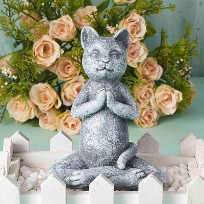 Resin Imitation Stone Cat Garden Decor JX174A-1