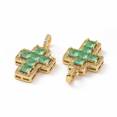 Brass Micro Pave Clear Cubic Zirconia Pendants ZIRC-F135-24G-03B-1