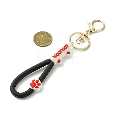 Cat Paw Print PVC & Iron Alloy Lobster Claw Clasp Keychain KEYC-JKC01105-02-1