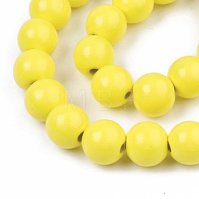 Spray Painted Natural Wood Beads Strands WOOD-S053-56F-1