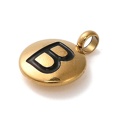 304 Stainless Steel Black Enamel Charms STAS-R009-01G-B-1