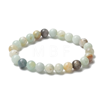 Natural Flower Amazonite Bead Stretch Bracelets X-BJEW-K212-B-007-1