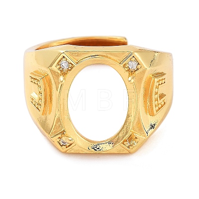 Rack Plating Oval Brass Micro Pave Cubic Zirconia Wide Adjustable Ring Components KK-Q819-13G-1