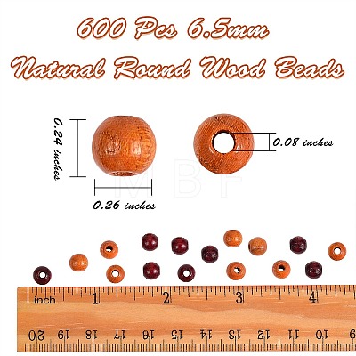 600Pcs 2 Colors Natural Pecan Wood Beads WOOD-SZ0001-21-1
