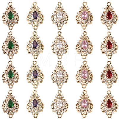 3Pcs Brass Micro Pave Cubic Zirconia Links Connectors KK-YW0003-49LG-03-1