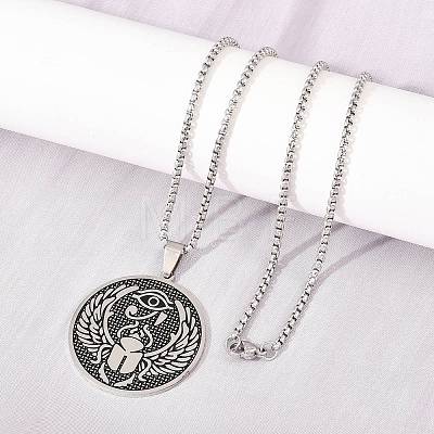 Religion 201 Stainless Steel Eye of Horus Egyptian Scarab Pendant Egyptian Scarab Box Chain Necklaces SA-H003-02P-1