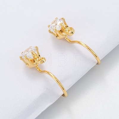 Brass Micro Pave Cubic Zirconia Clip-on Earrings Finding KK-G403-01F-G-1