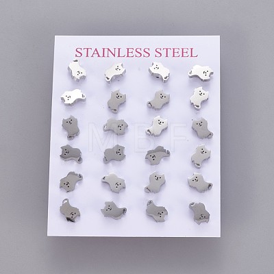 304 Stainless Steel Kitten Stud Earrings EJEW-F227-10P-1