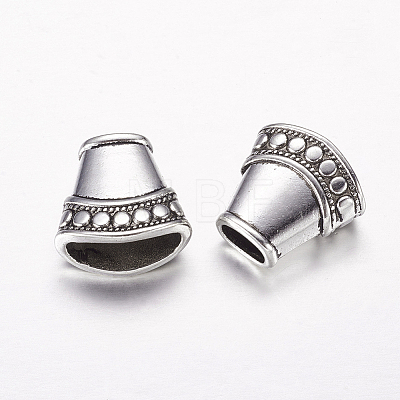 Antique Silver Tone Alloy Tibetan Silver Necklace End Tip Bead Caps X-LF1282Y-1