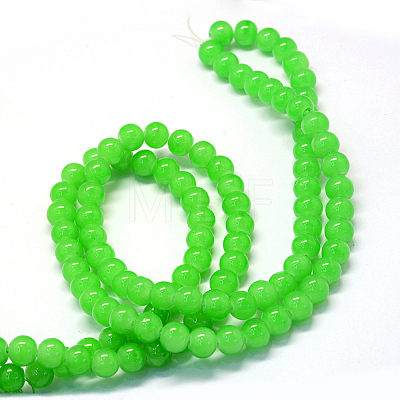 Baking Painted Imitation Jade Glass Round Bead Strands X-DGLA-Q021-4mm-09-1