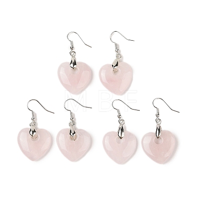 Natutal Rose Quartz  Dangle Earrings EJEW-F343-D05-1