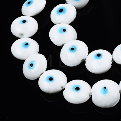 Handmade Evil Eye Lampwork Beads Strands LAMP-N029-009F-1