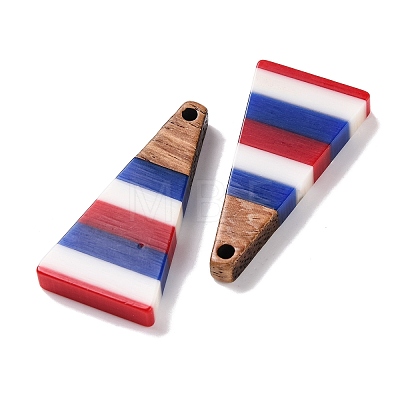 Independence Day Opaque Striped Resin & Walnut Wood Pendants RESI-U010-01F-1