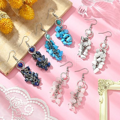 Alloy Heart Dangle Earrings with 304 Stainless Steel Pins EJEW-JE05373-1