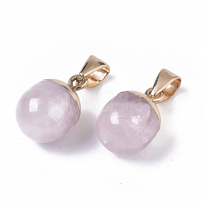 Top Golden Plated Natural Rose Quartz Pendants X-G-T131-03N-1