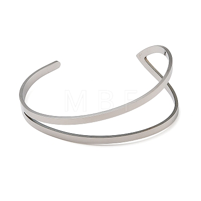 201 Stainless Steel Open Cuff Bangles for Women BJEW-M044-01P-1