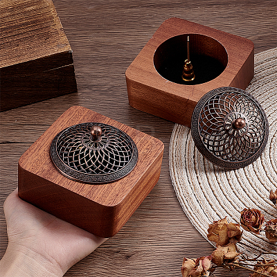 Square Wood Incense Burners AJEW-WH0696-503-1