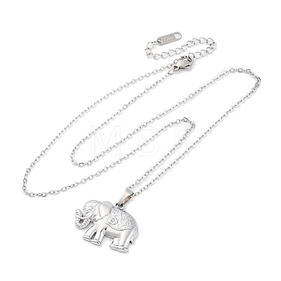 Elephant 304 Stainless Steel Pendant Necklaces NJEW-H059-06P-1