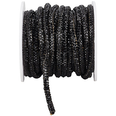 7.1 Yards Glass Rhinestone Synthetic Rubber Round Cord DIY-GF0013-74C-1