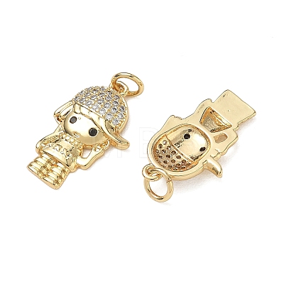 Brass Micro Pave Black Cubic Zirconia Pendants CU-CBA9AFC-01G-05-1
