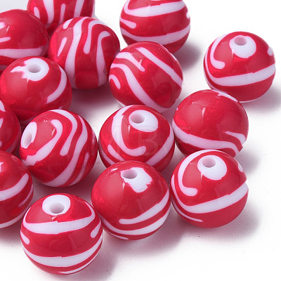 Opaque Striped Acrylic Beads MACR-S373-27B-03-1