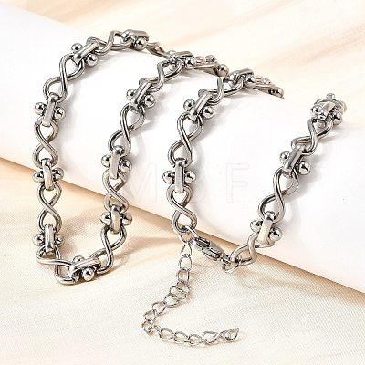 304 Stainless Steel Oval Infinity Link Chain Necklaces for Women Men NJEW-K249-20B-P-1