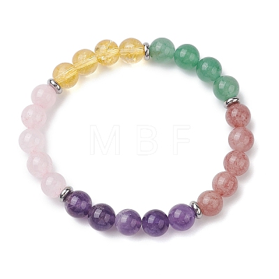 Natural & Synthetic Mixed Gemstone Beads Thread Stretch Bracelets for Women BJEW-JB11249-1