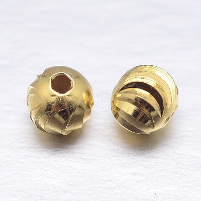 Real 18K Gold Plated Round Sterling Silver Beads STER-M101-06-4mm-1