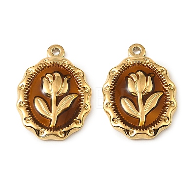 304 Stainless Steel Enamel Pendants STAS-I371-08G-01-1