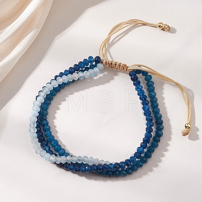 Adjustable Dyed Natural Malaysia Jade Beaded Multi-strand Bracelets for Women Men BJEW-JB13577-03-1