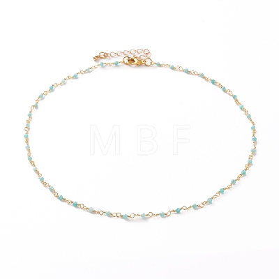 Faceted Round Natural Amazonite Beaded Necklaces NJEW-JN03215-03-1