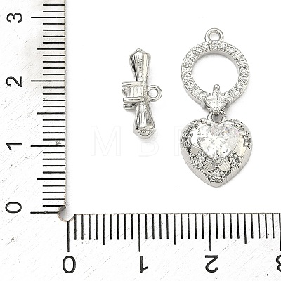 Brass Micro Pave Clear Cubic Zirconia Toggle Clasps KK-F934-05P-1