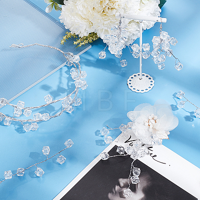 Acrylic Cube String Beads for Wedding Bridal Flower Bouquet AJEW-WH0258-973-1