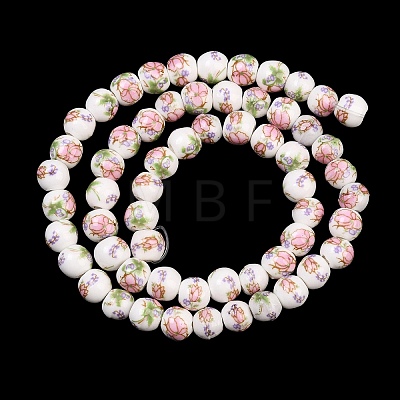 Floral Printed Porcelain Beads PORC-L004-6mm-M-1