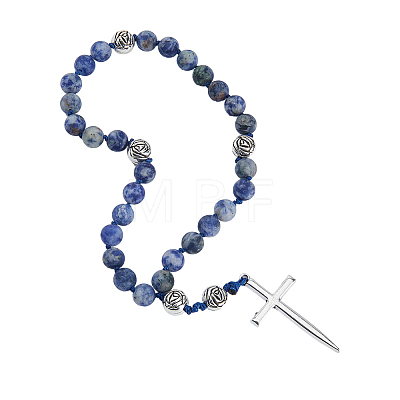 Alloy Natural Blue Spot Jasper Beads Pendant Decorations HJEW-HS00103-1