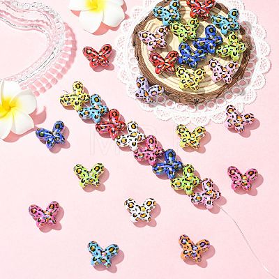 UV Plating Leopard Print Pattern Opaque Acrylic Beads OACR-CJZ0001-03-1